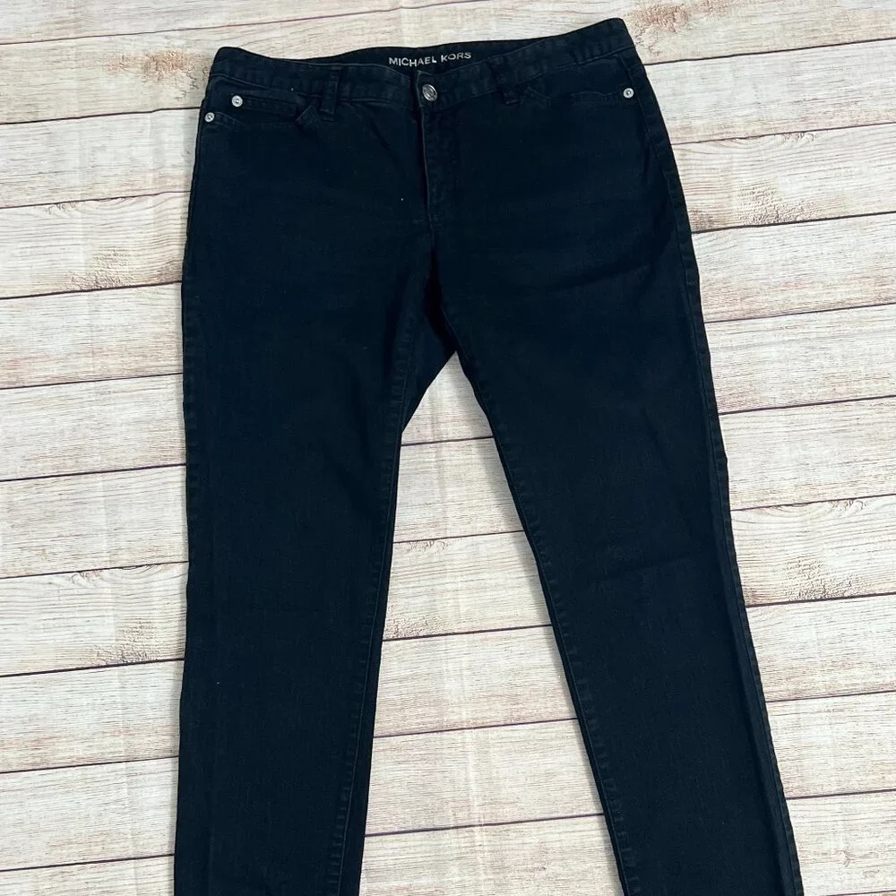 Michael Kors‎ Skinny Jeans Womens 6 Black Zipper Back Pocket Stretch Denim Pants